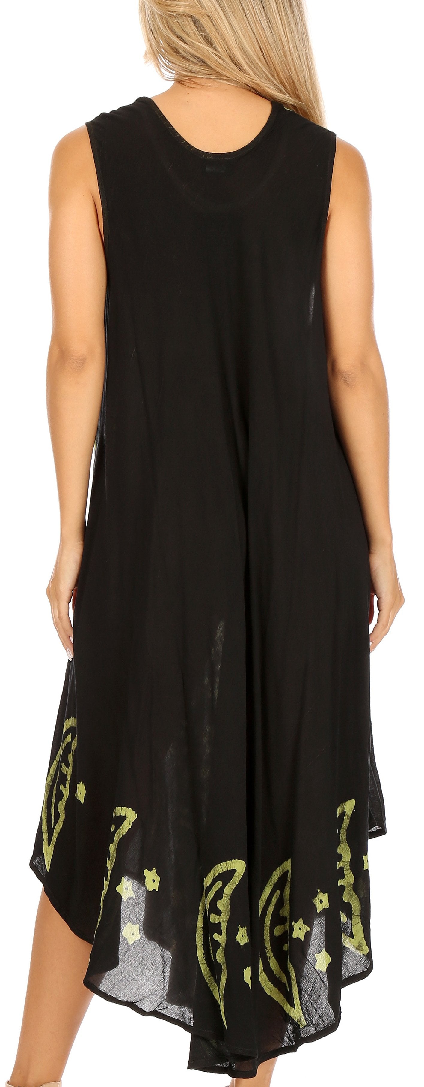Vestido caftán batik con estampado de luna y estrellas de Sakkas