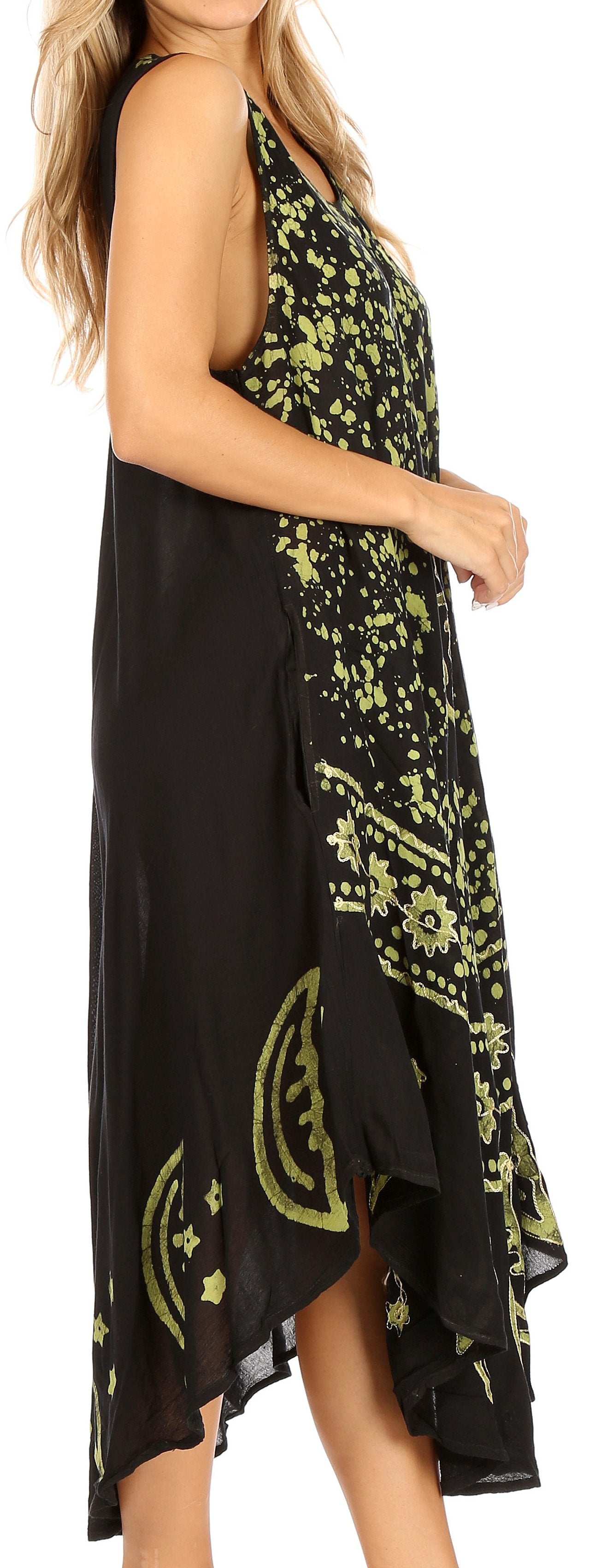 Vestido caftán batik con estampado de luna y estrellas de Sakkas