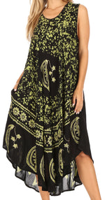 Vestido caftán batik con estampado de luna y estrellas de Sakkas