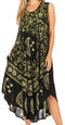 Vestido caftán batik con estampado de luna y estrellas de Sakkas