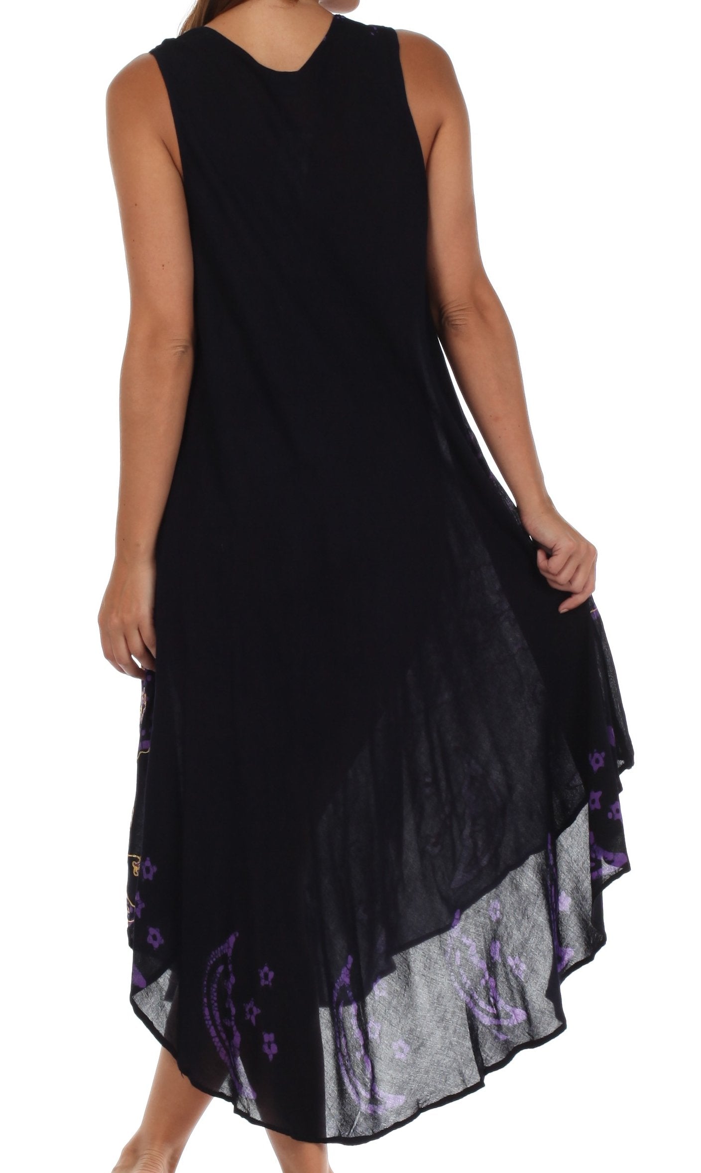 Vestido caftán batik con estampado de luna y estrellas de Sakkas