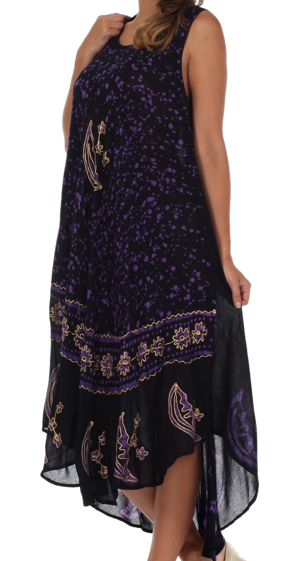 Vestido caftán batik con estampado de luna y estrellas de Sakkas
