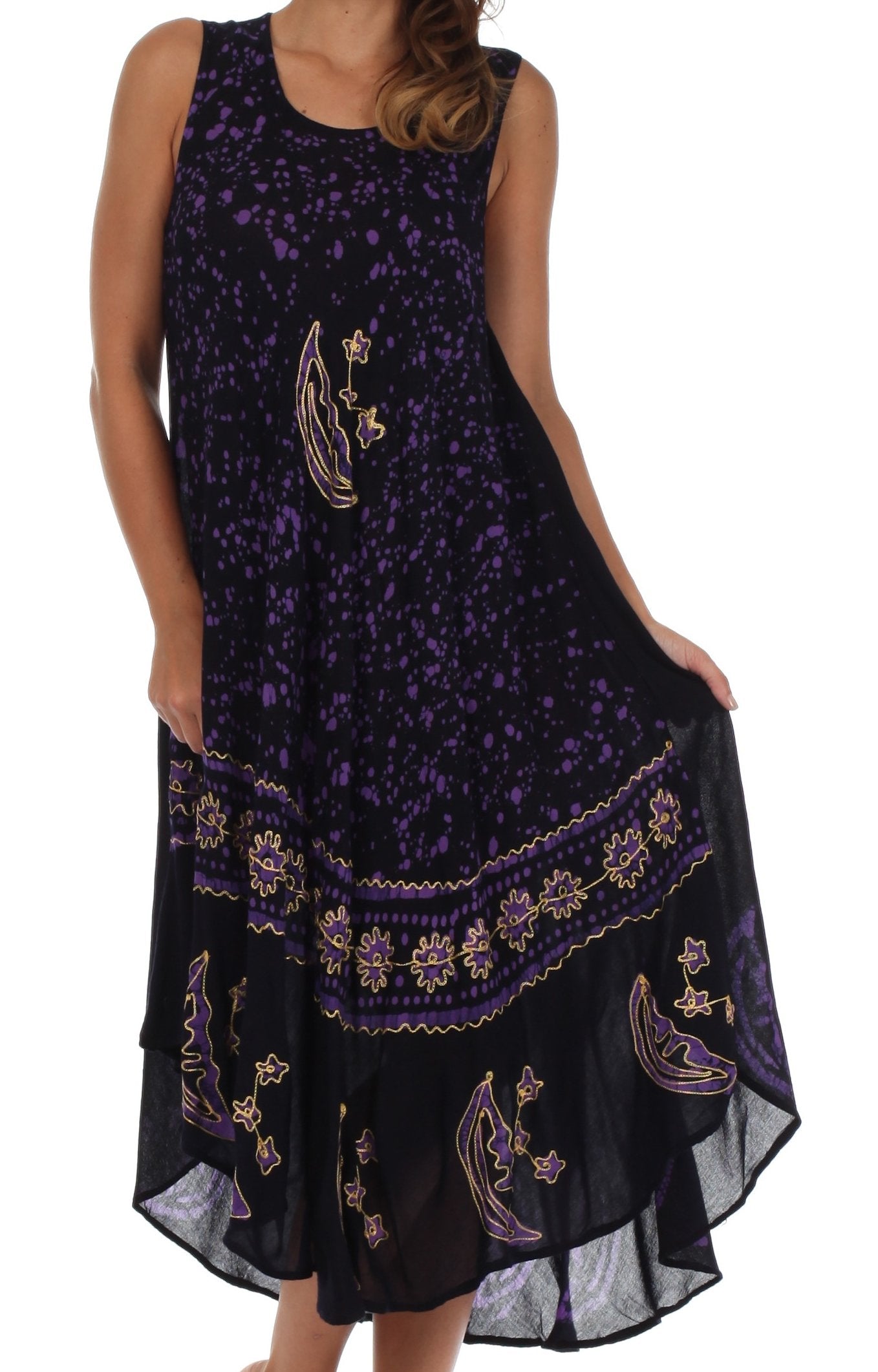 Vestido caftán batik con estampado de luna y estrellas de Sakkas