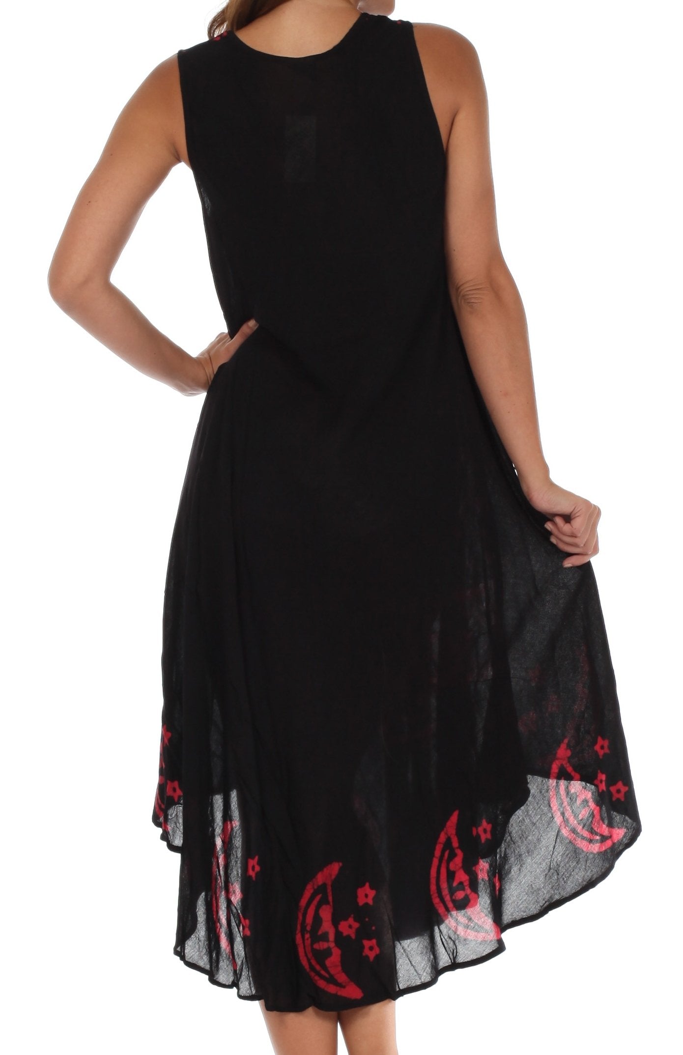 Vestido caftán batik con estampado de luna y estrellas de Sakkas