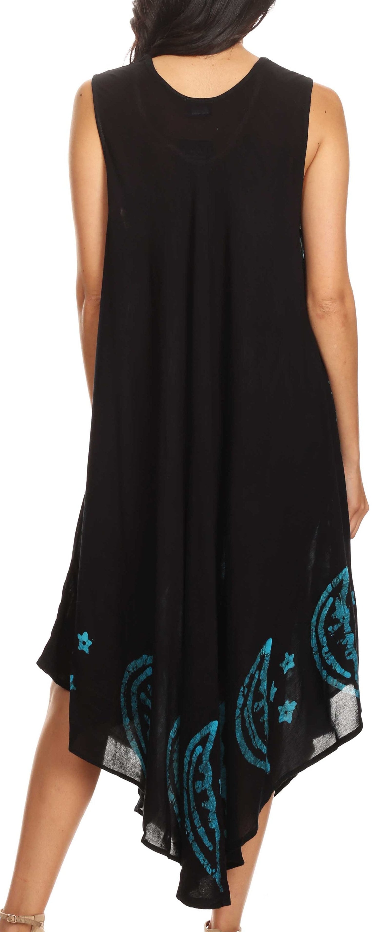 Vestido caftán batik con estampado de luna y estrellas de Sakkas