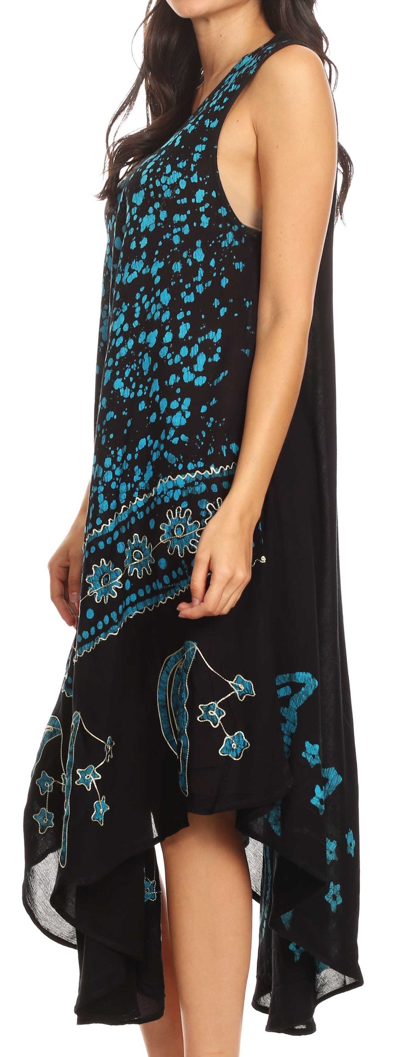 Vestido caftán batik con estampado de luna y estrellas de Sakkas