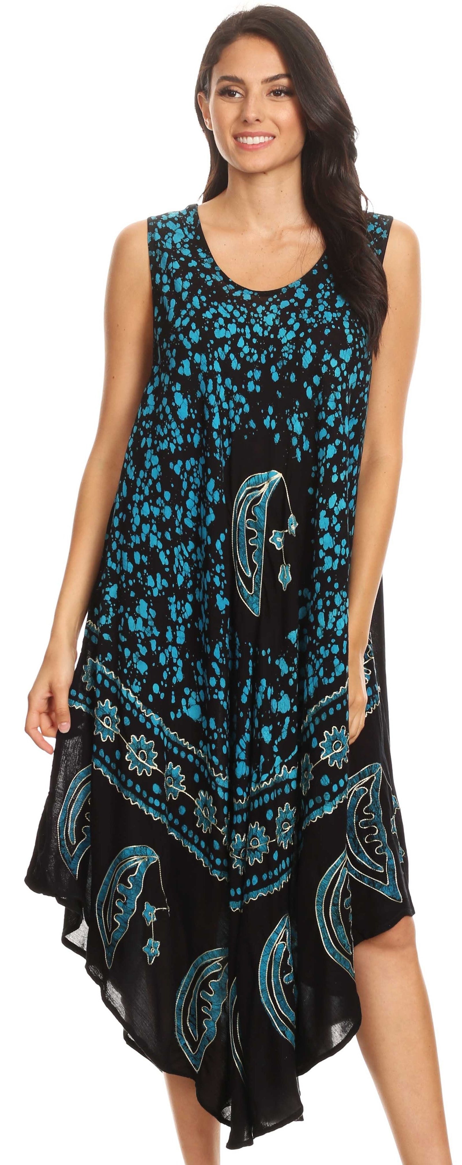 Vestido caftán batik con estampado de luna y estrellas de Sakkas