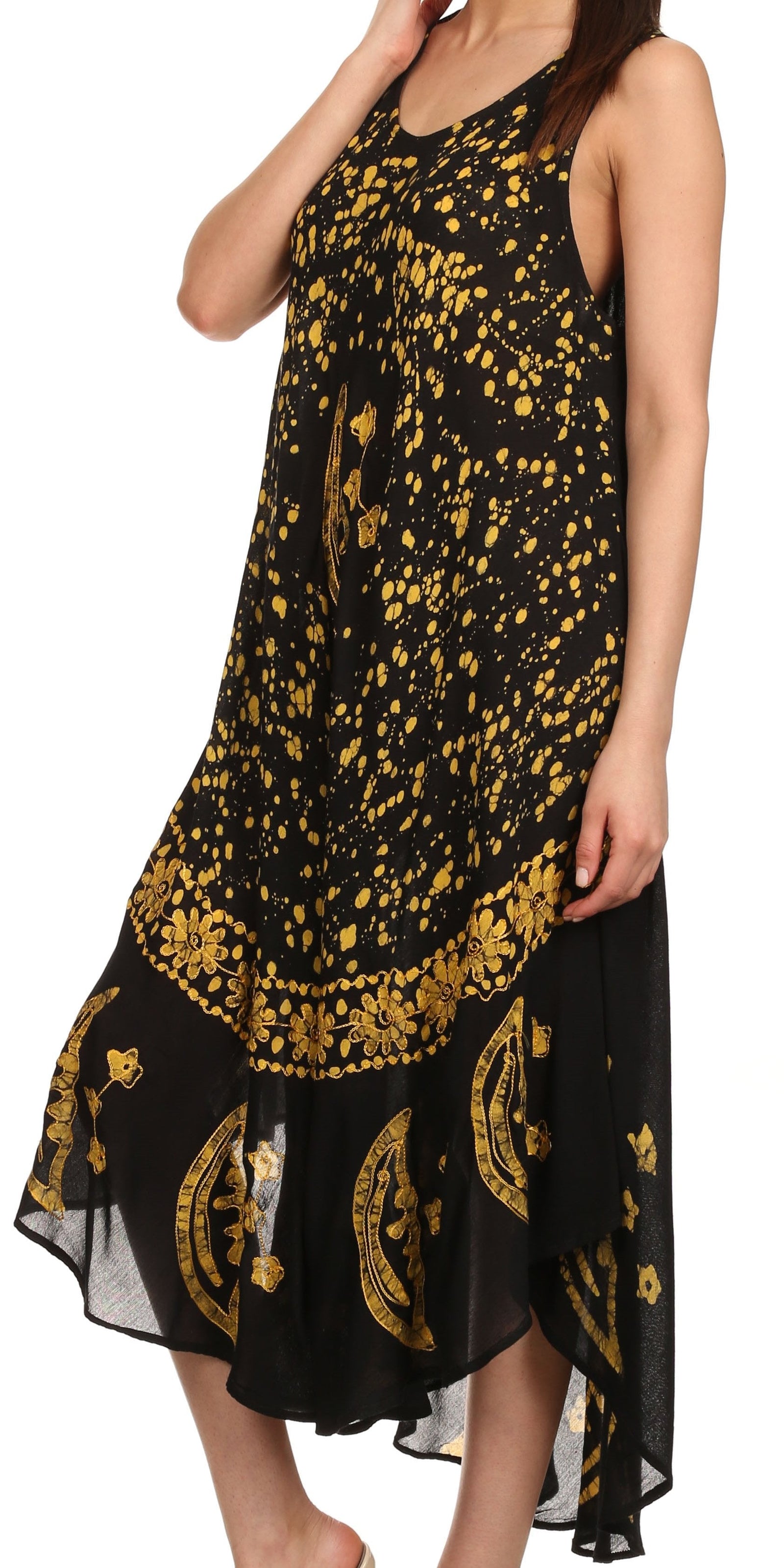 Vestido caftán batik con estampado de luna y estrellas de Sakkas
