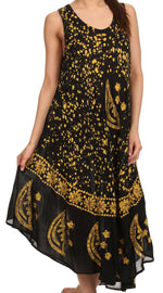 Vestido caftán batik con estampado de luna y estrellas de Sakkas