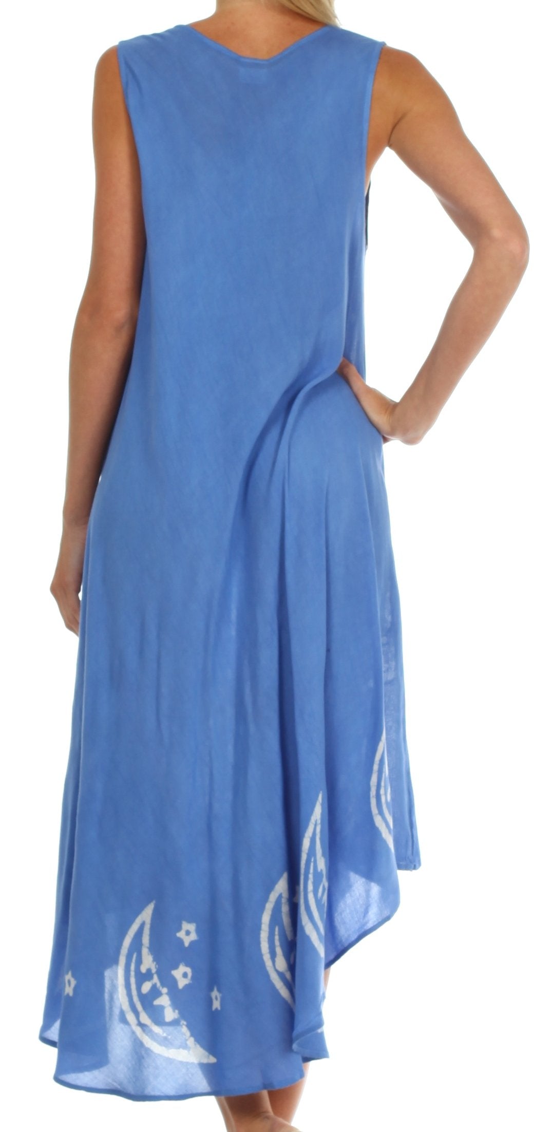 Vestido caftán batik con estampado de luna y estrellas de Sakkas
