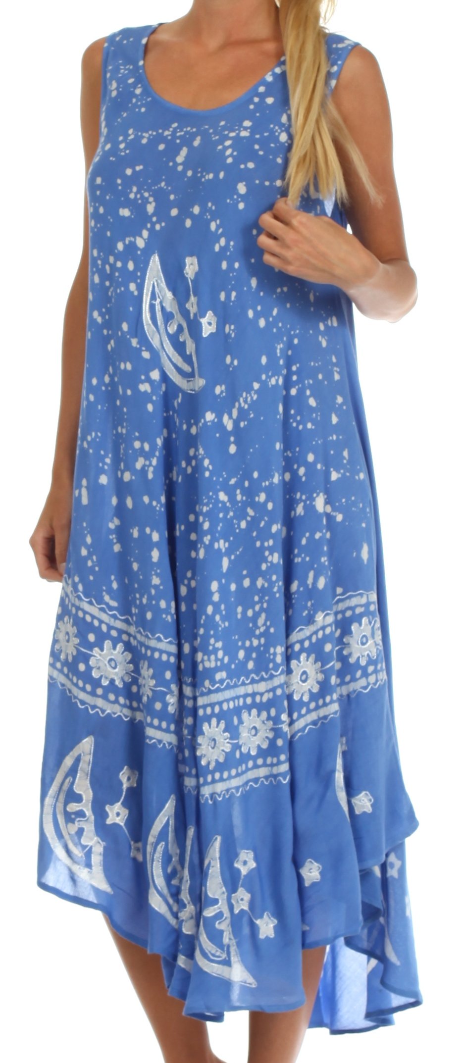 Vestido caftán batik con estampado de luna y estrellas de Sakkas