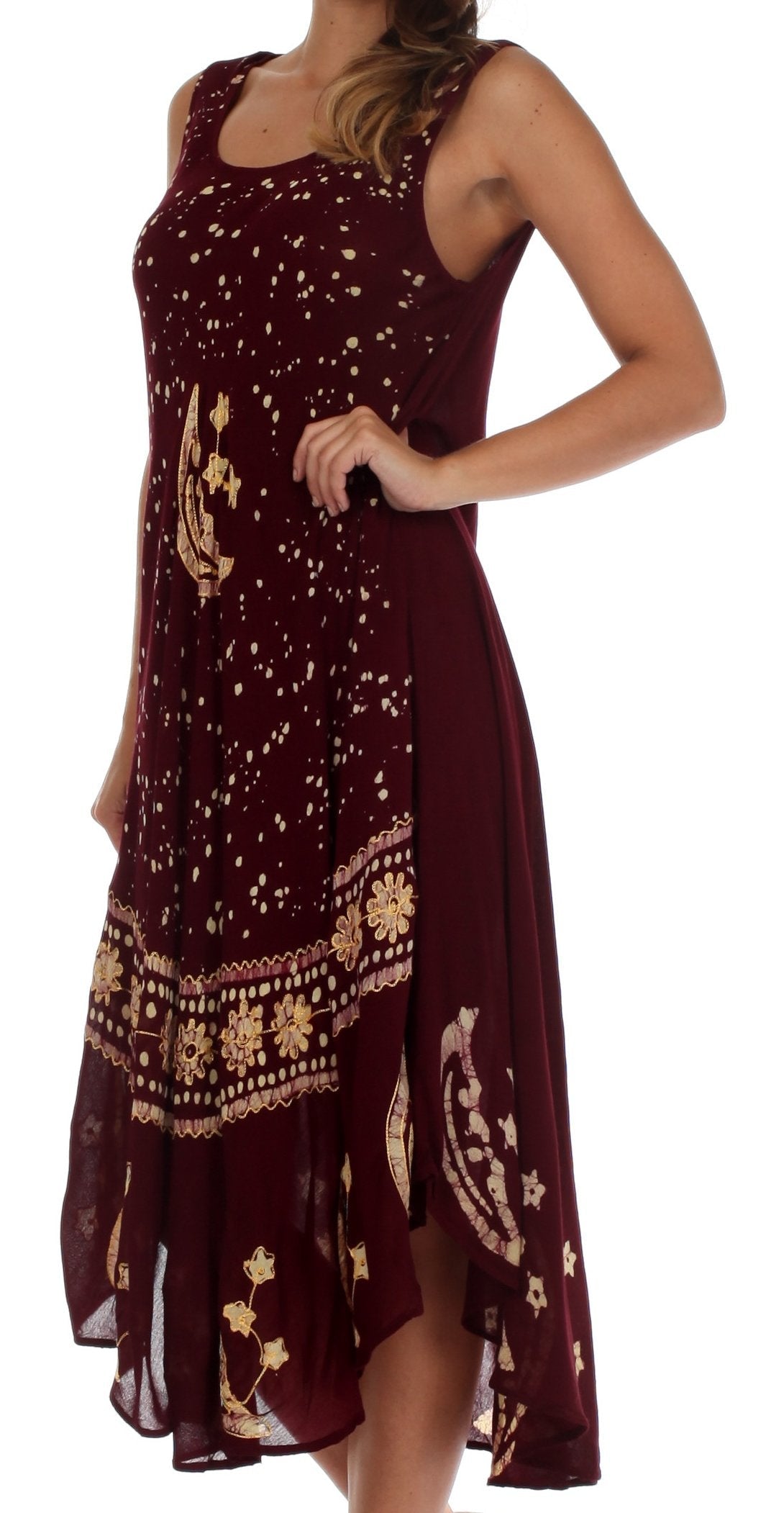 Vestido caftán batik con estampado de luna y estrellas de Sakkas