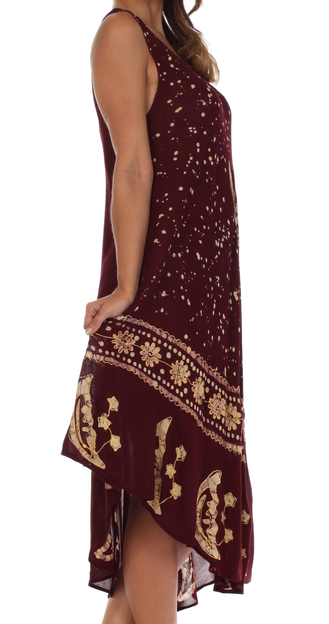 Vestido caftán batik con estampado de luna y estrellas de Sakkas