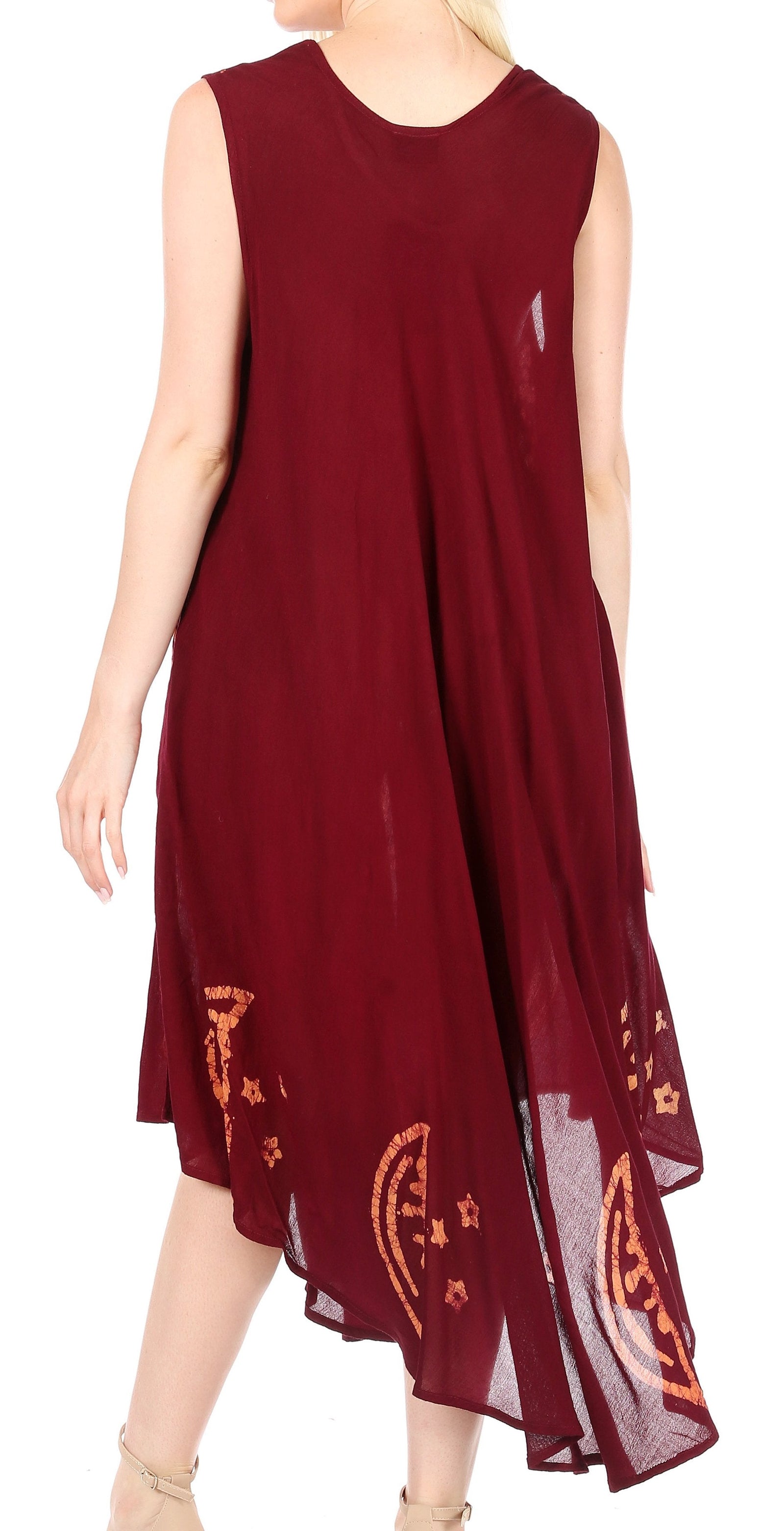 Vestido caftán batik con estampado de luna y estrellas de Sakkas