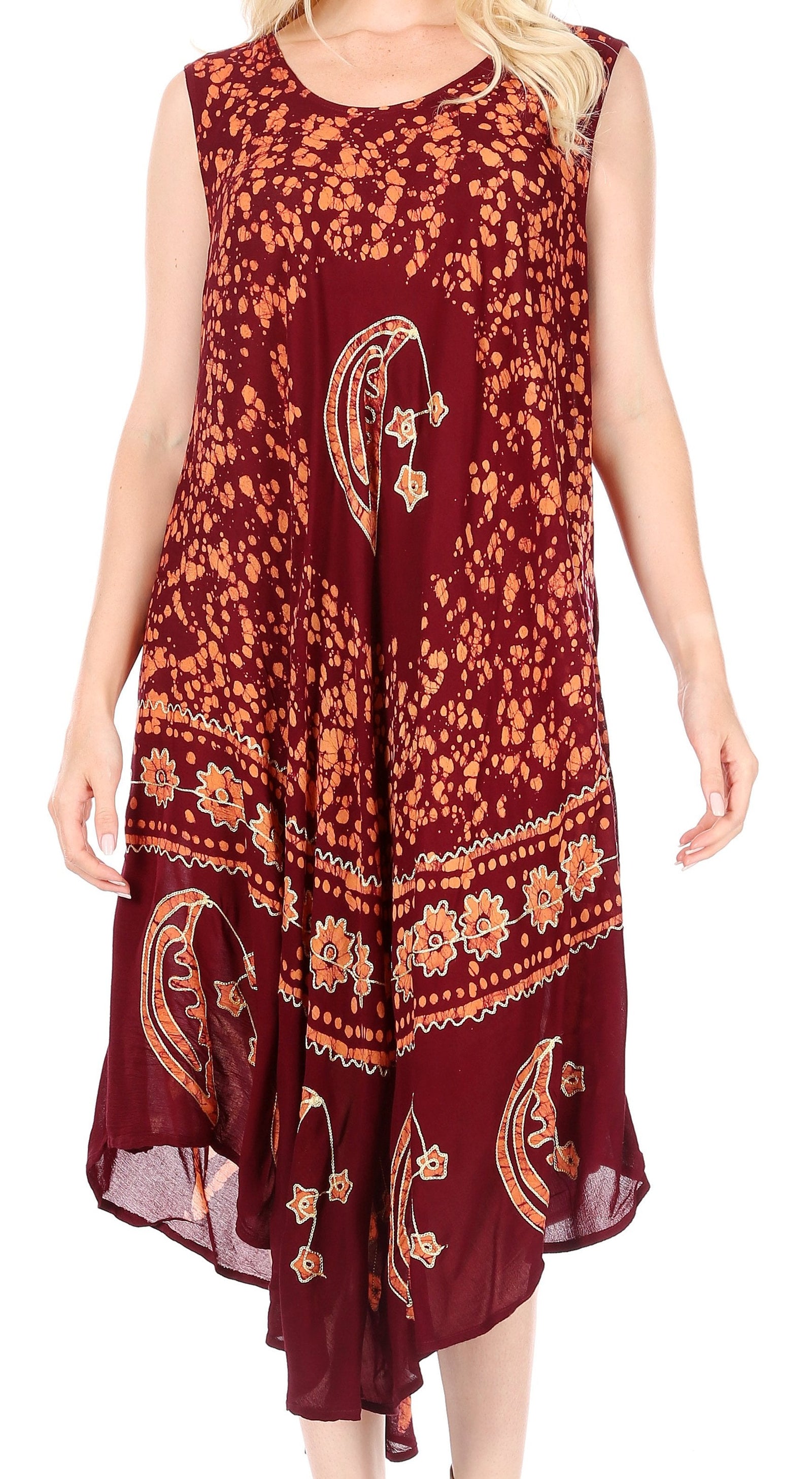 Vestido caftán batik con estampado de luna y estrellas de Sakkas
