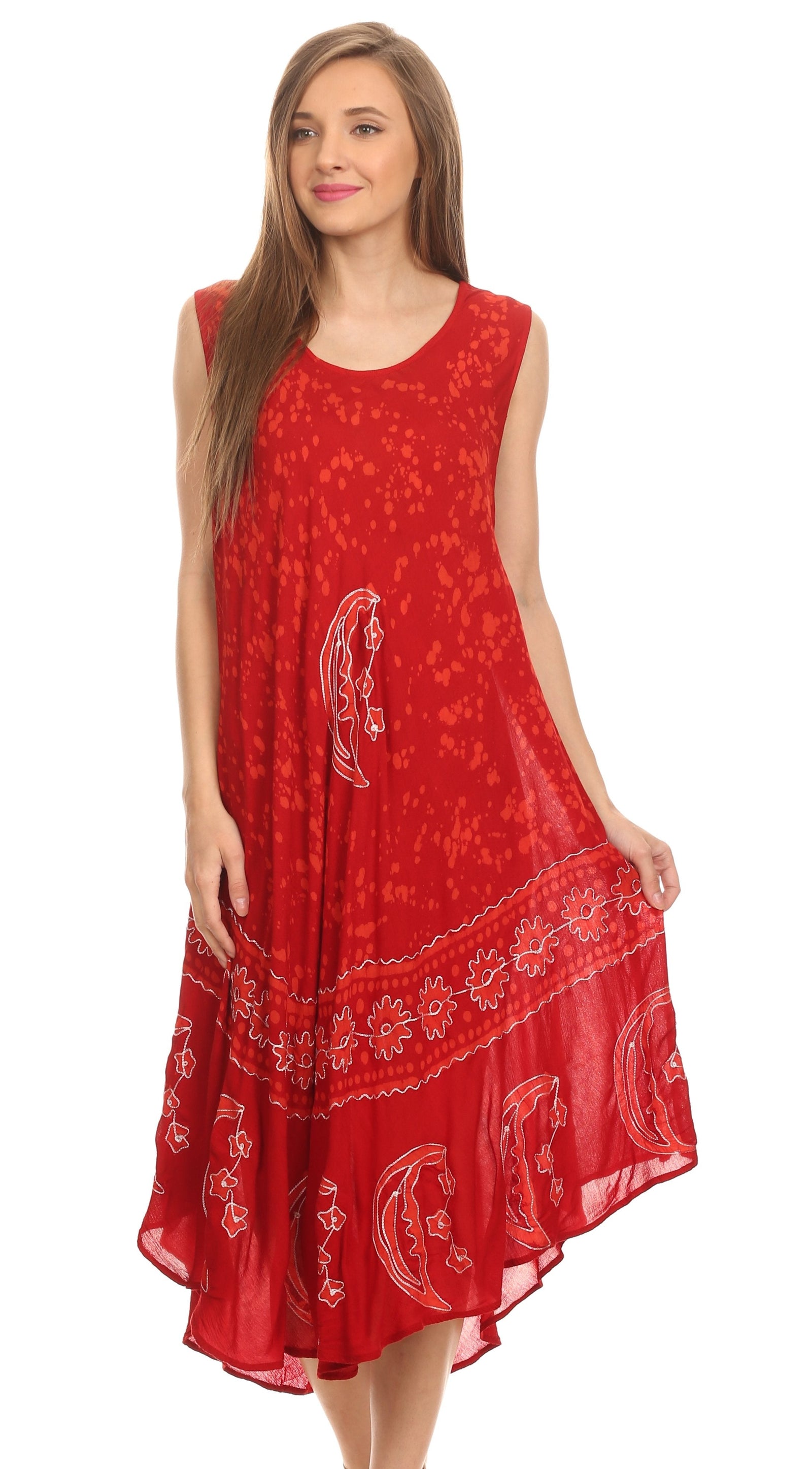 Vestido caftán batik con estampado de luna y estrellas de Sakkas