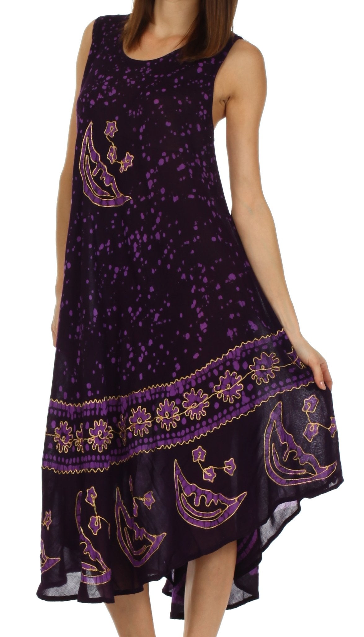 Vestido caftán batik con estampado de luna y estrellas de Sakkas