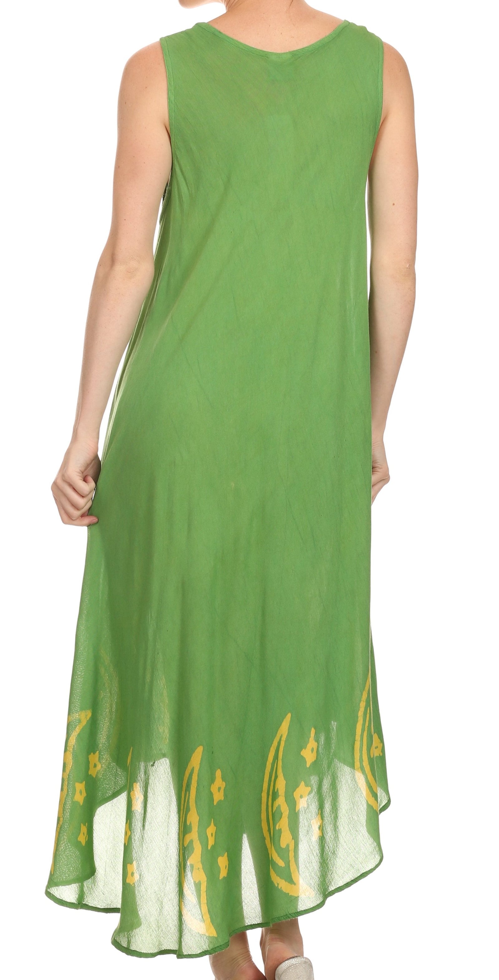 Vestido caftán batik con estampado de luna y estrellas de Sakkas