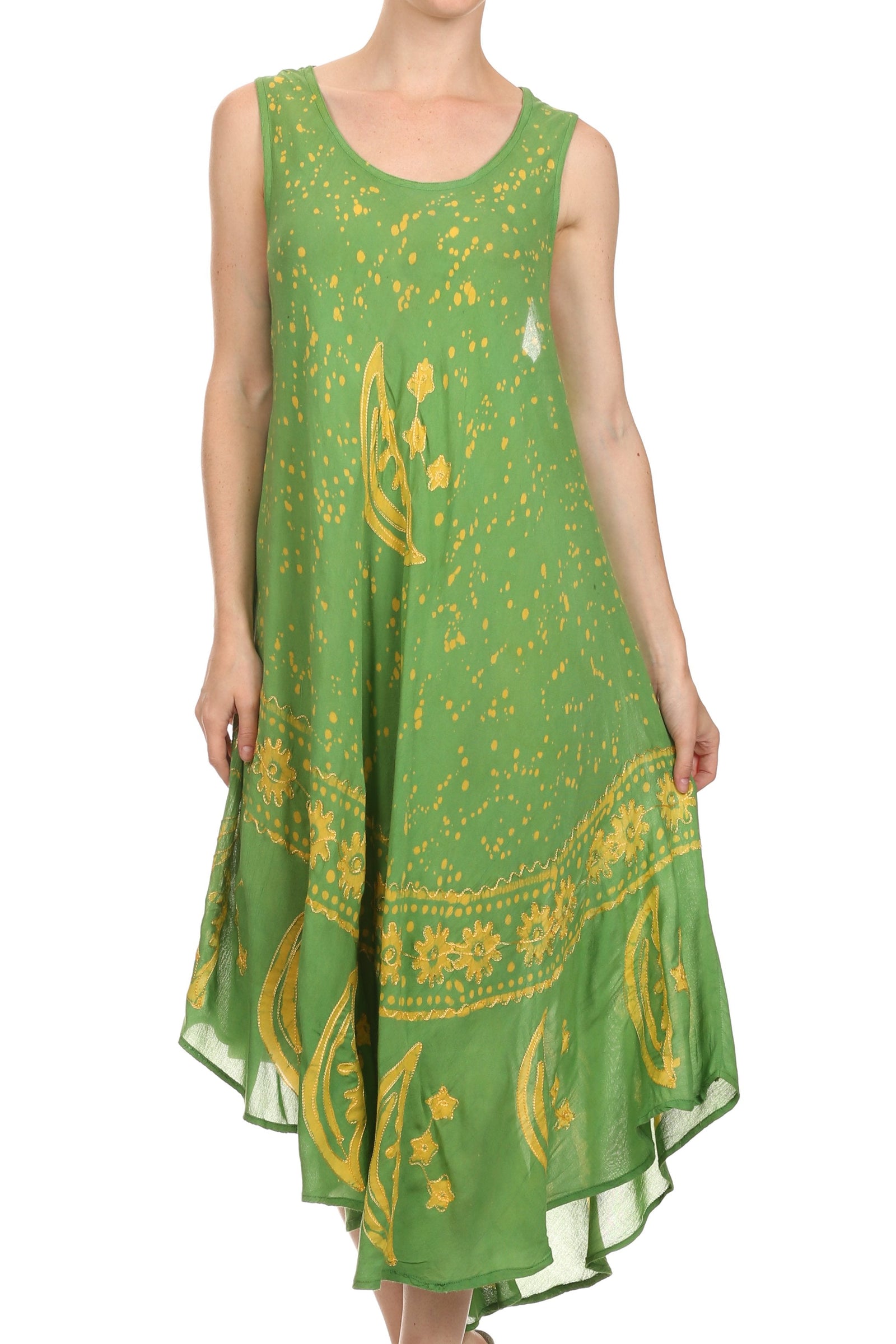 Vestido caftán batik con estampado de luna y estrellas de Sakkas
