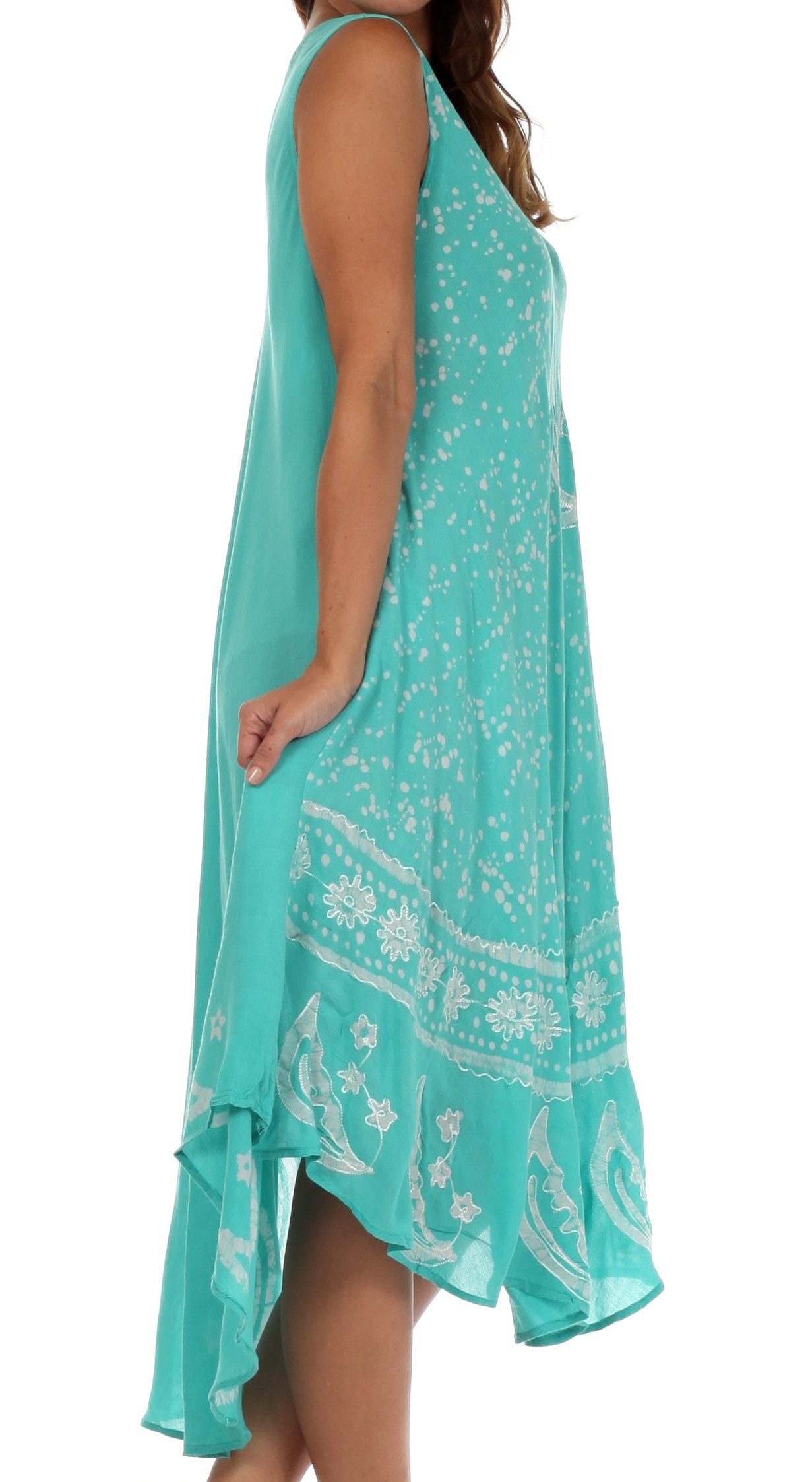 Vestido caftán batik con estampado de luna y estrellas de Sakkas