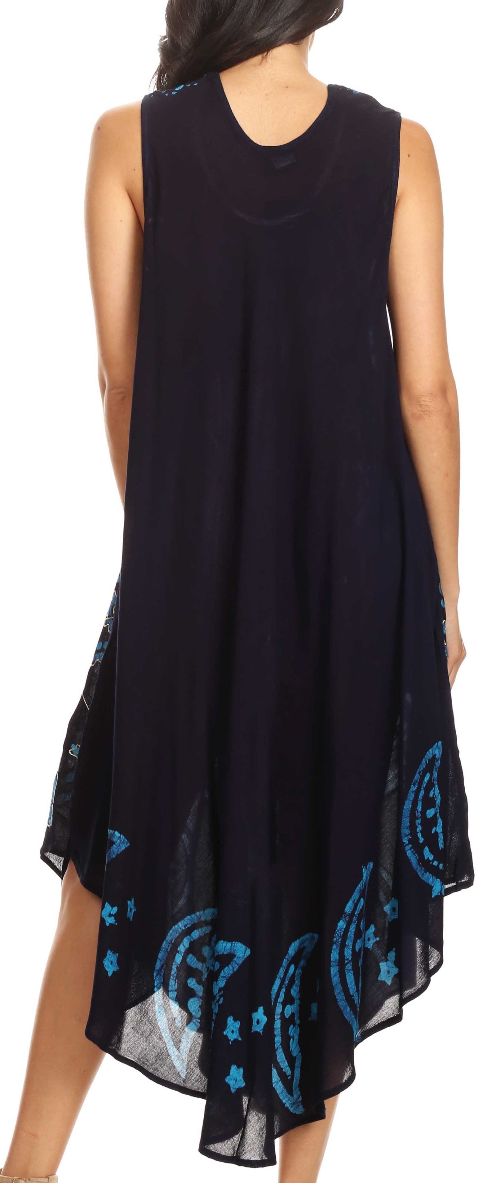 Vestido caftán batik con estampado de luna y estrellas de Sakkas