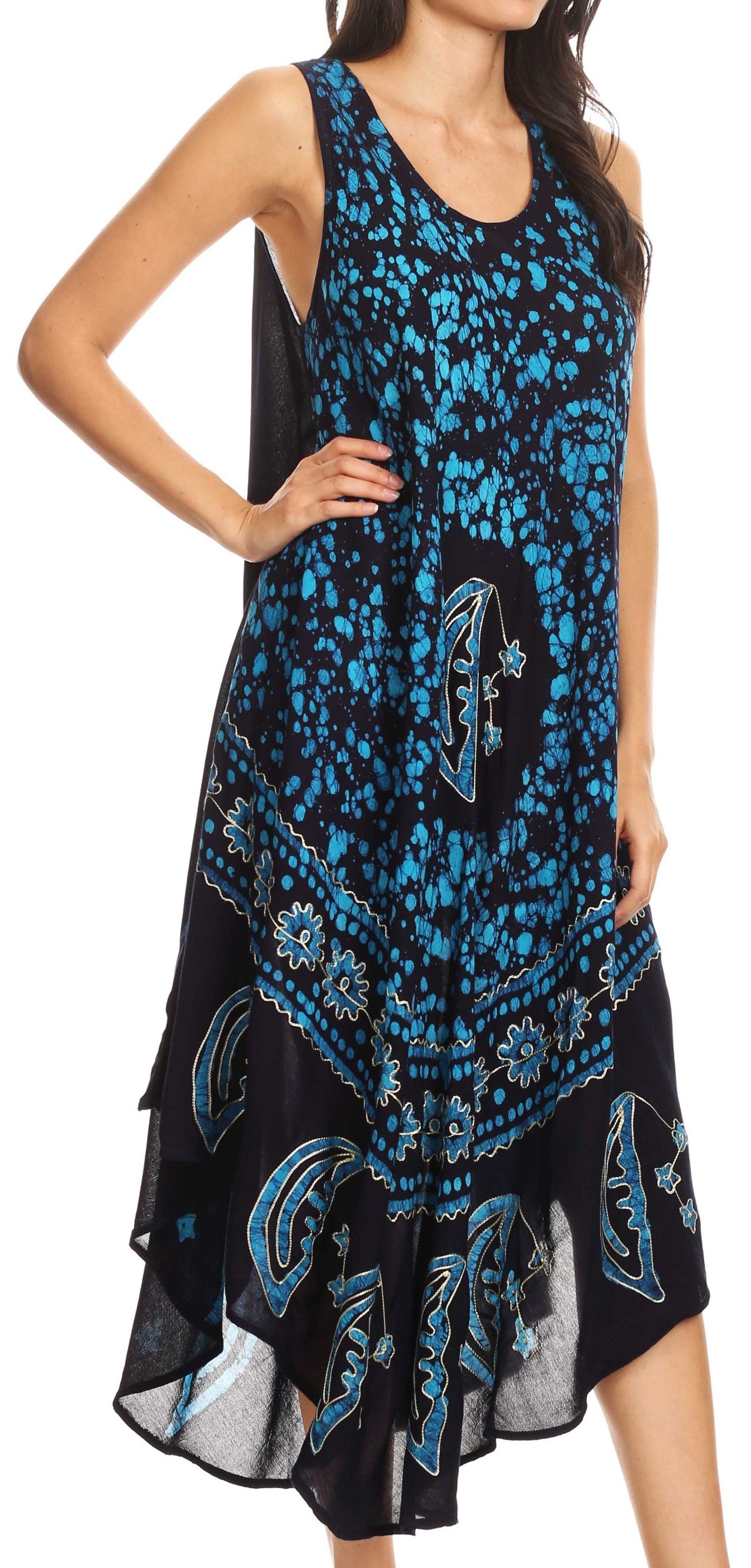 Vestido caftán batik con estampado de luna y estrellas de Sakkas