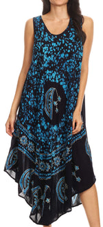 Vestido caftán batik con estampado de luna y estrellas de Sakkas