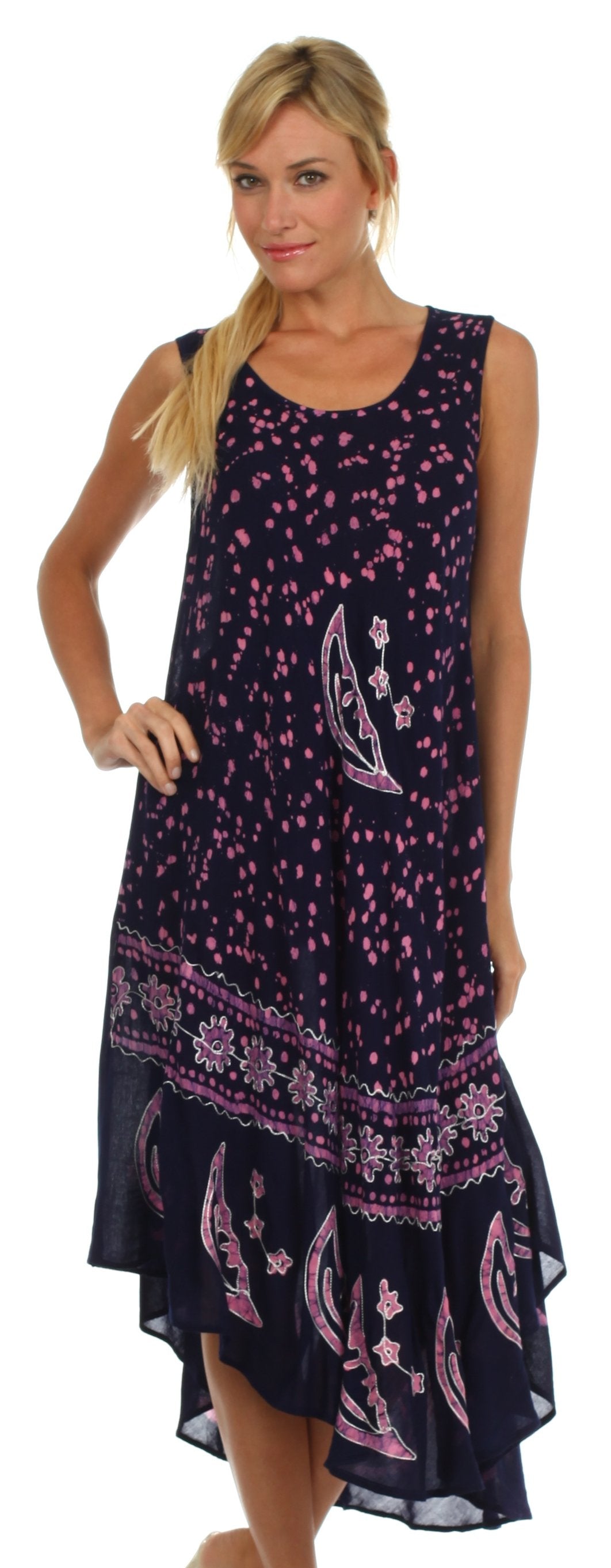 Vestido caftán batik con estampado de luna y estrellas de Sakkas