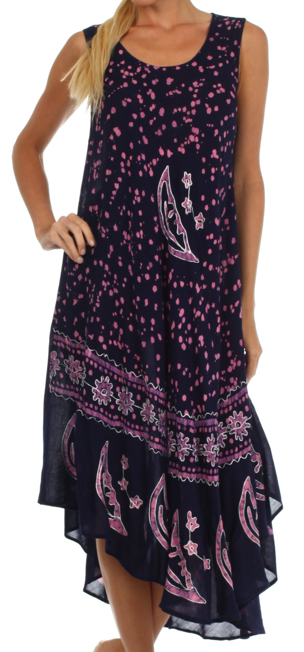 Vestido caftán batik con estampado de luna y estrellas de Sakkas
