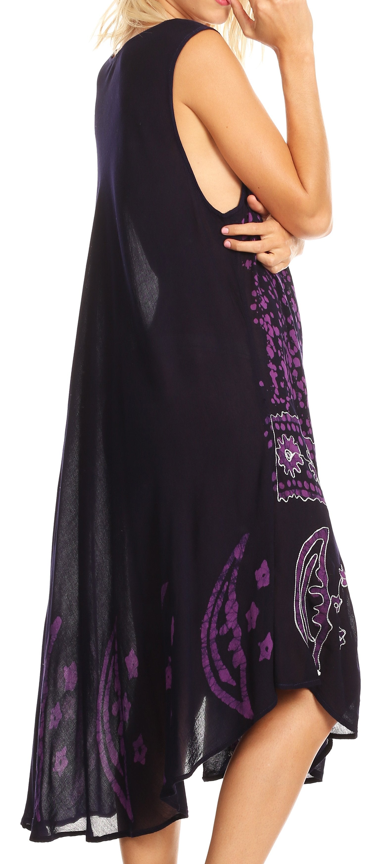 Vestido caftán batik con estampado de luna y estrellas de Sakkas