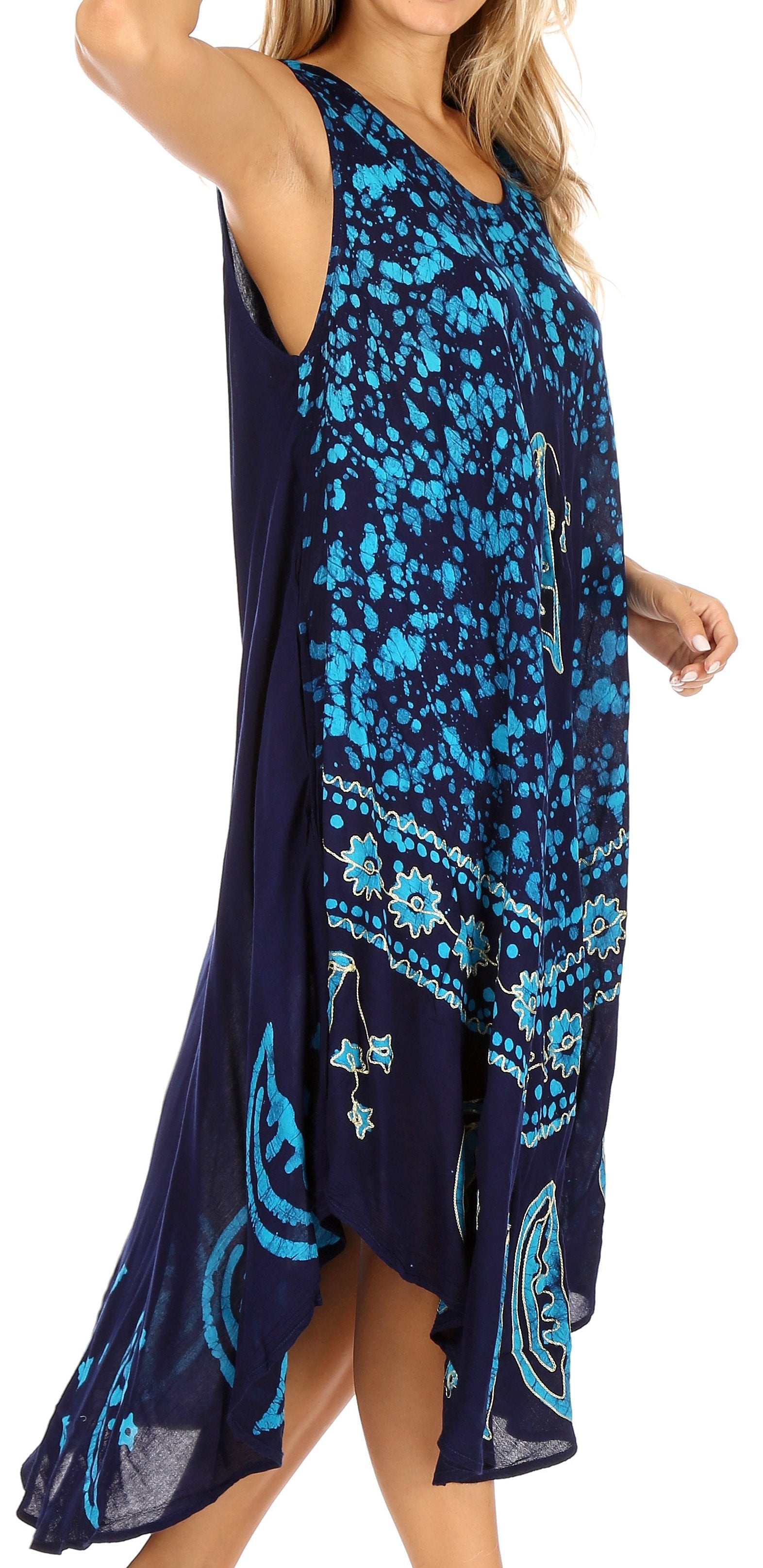 Vestido caftán batik con estampado de luna y estrellas de Sakkas