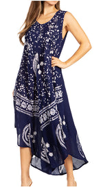 Vestido caftán batik con estampado de luna y estrellas de Sakkas
