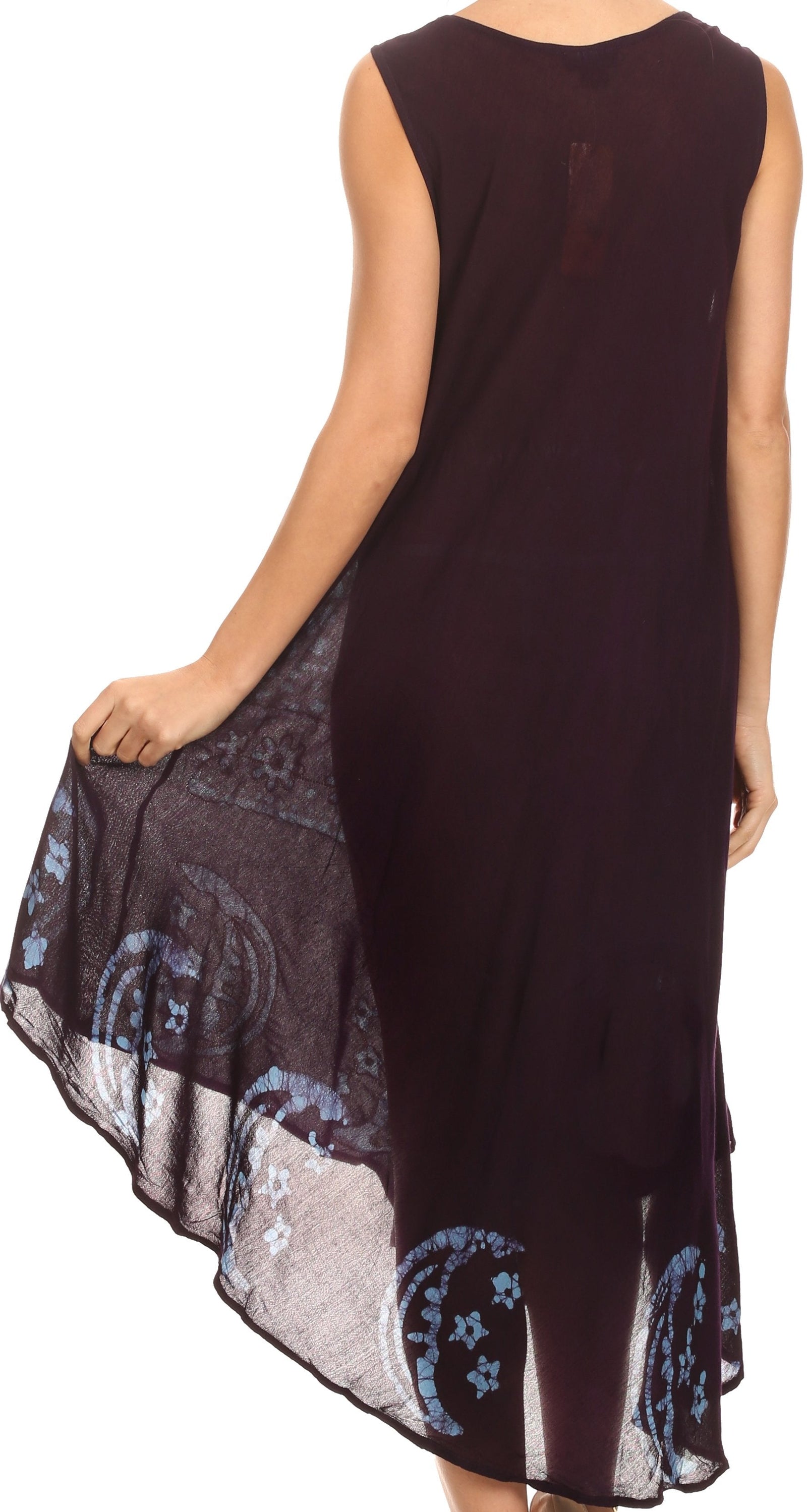 Vestido caftán batik con estampado de luna y estrellas de Sakkas