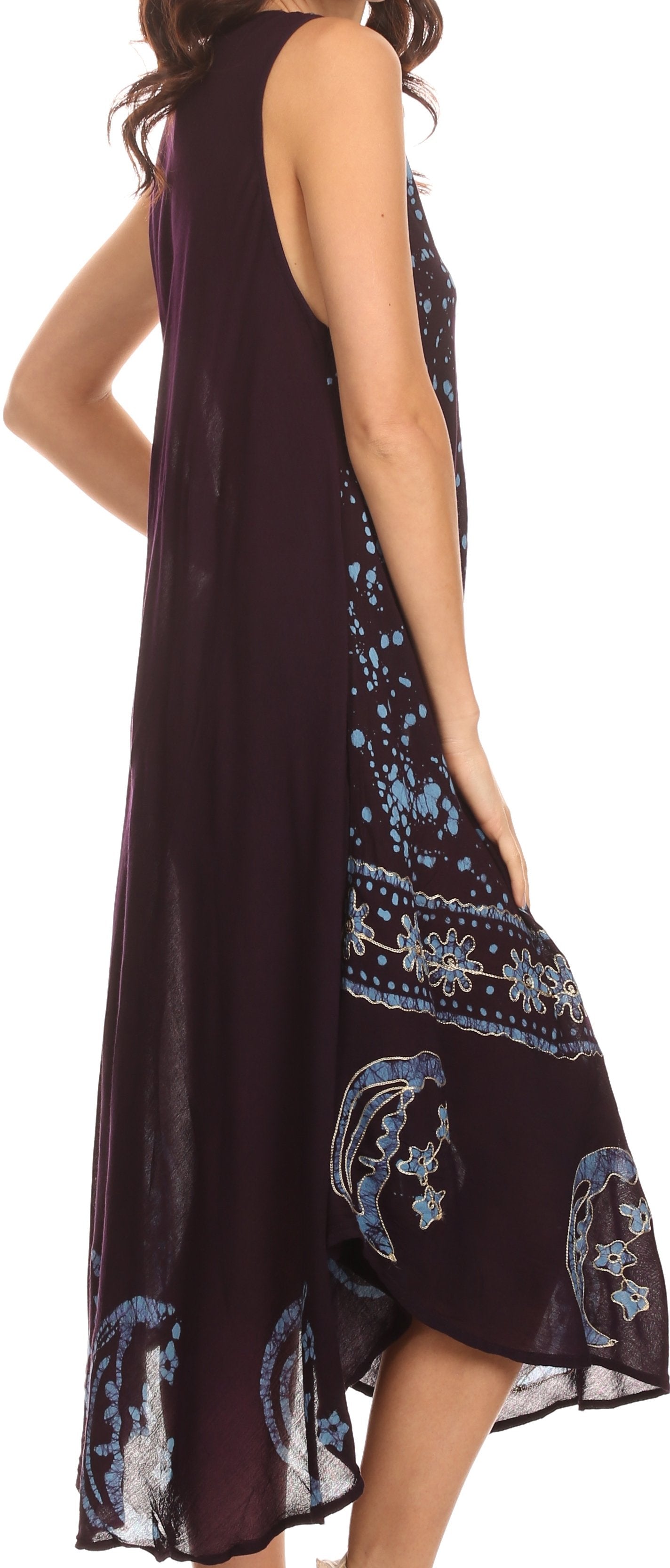 Vestido caftán batik con estampado de luna y estrellas de Sakkas