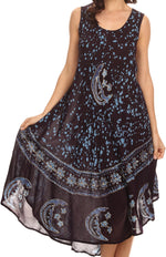 Vestido caftán batik con estampado de luna y estrellas de Sakkas