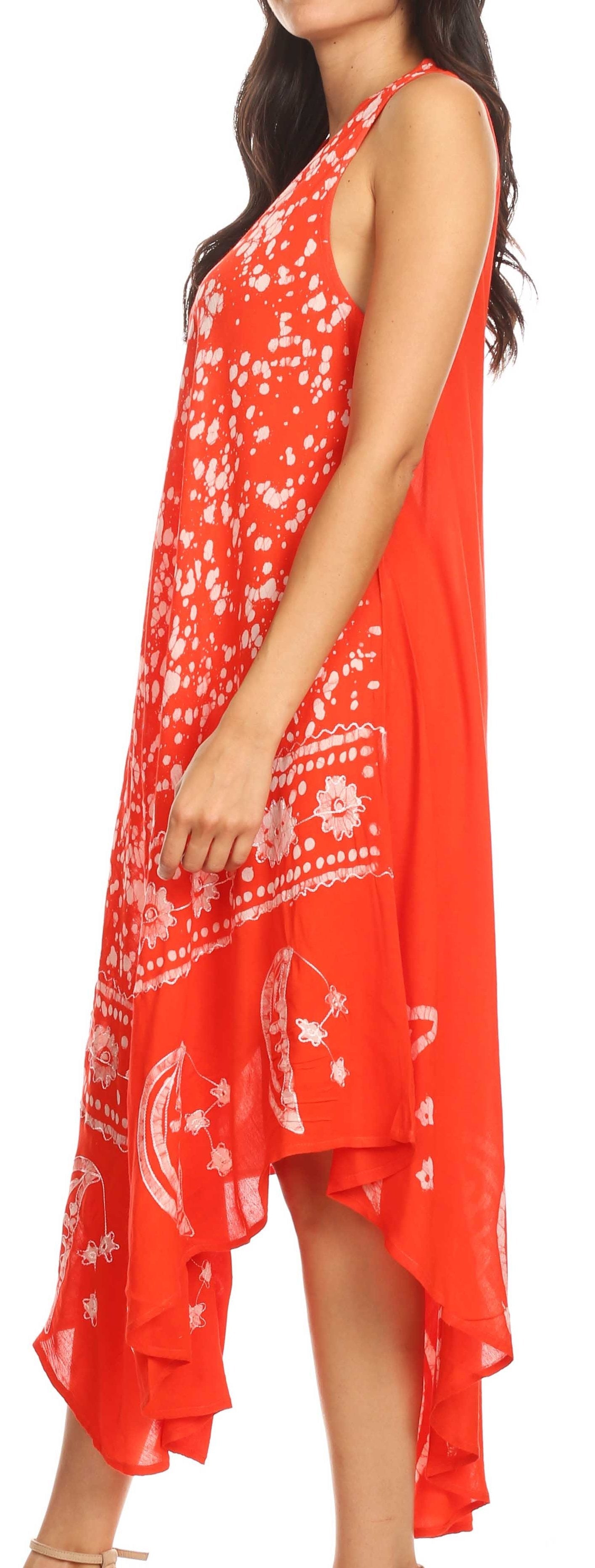 Vestido caftán batik con estampado de luna y estrellas de Sakkas
