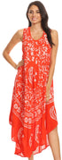 Vestido caftán batik con estampado de luna y estrellas de Sakkas