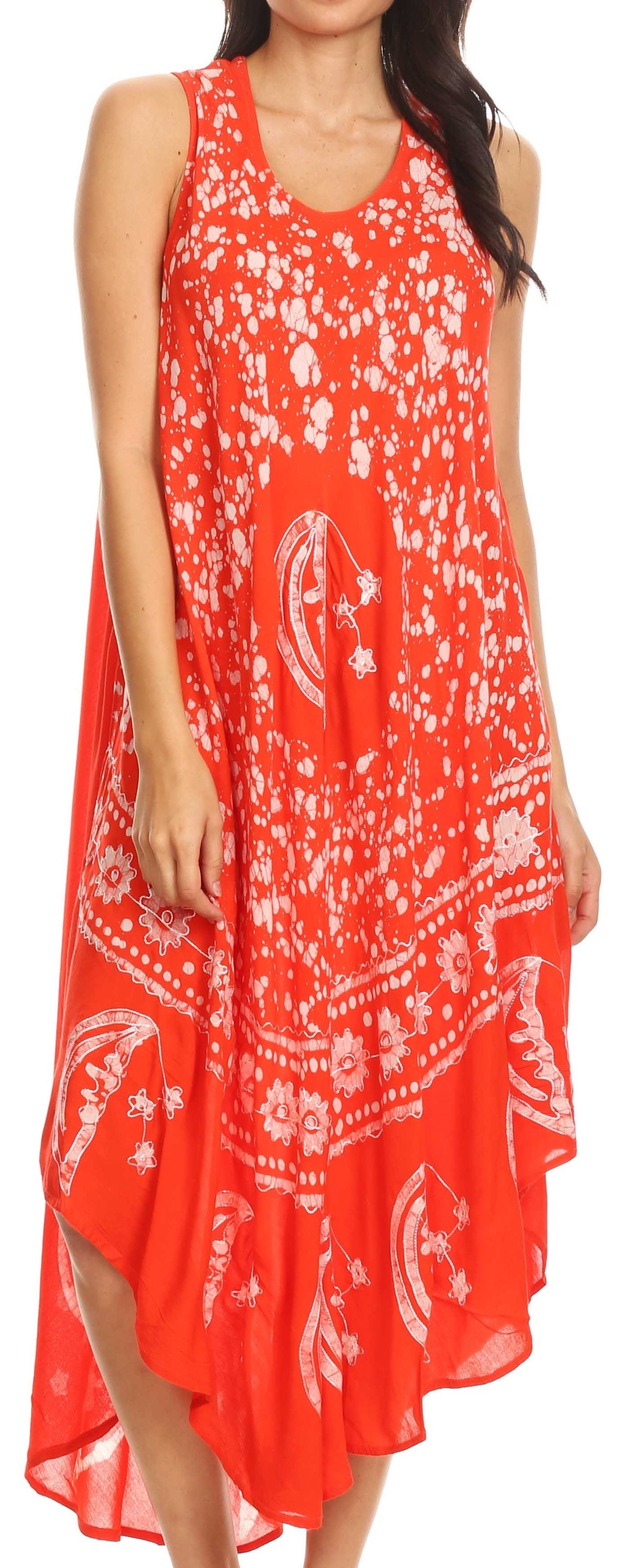 Vestido caftán batik con estampado de luna y estrellas de Sakkas