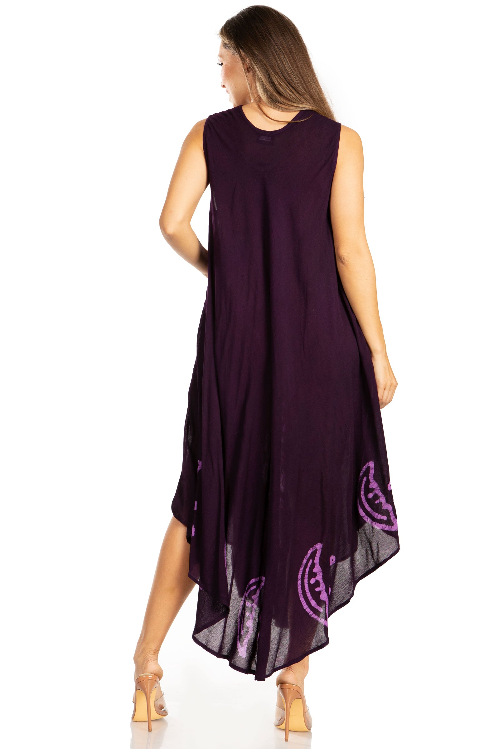 Vestido caftán batik con estampado de luna y estrellas de Sakkas