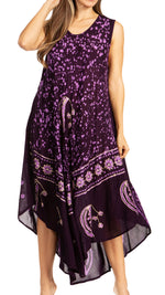 Vestido caftán batik con estampado de luna y estrellas de Sakkas