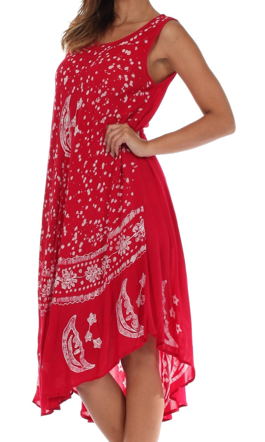 Vestido caftán batik con estampado de luna y estrellas de Sakkas
