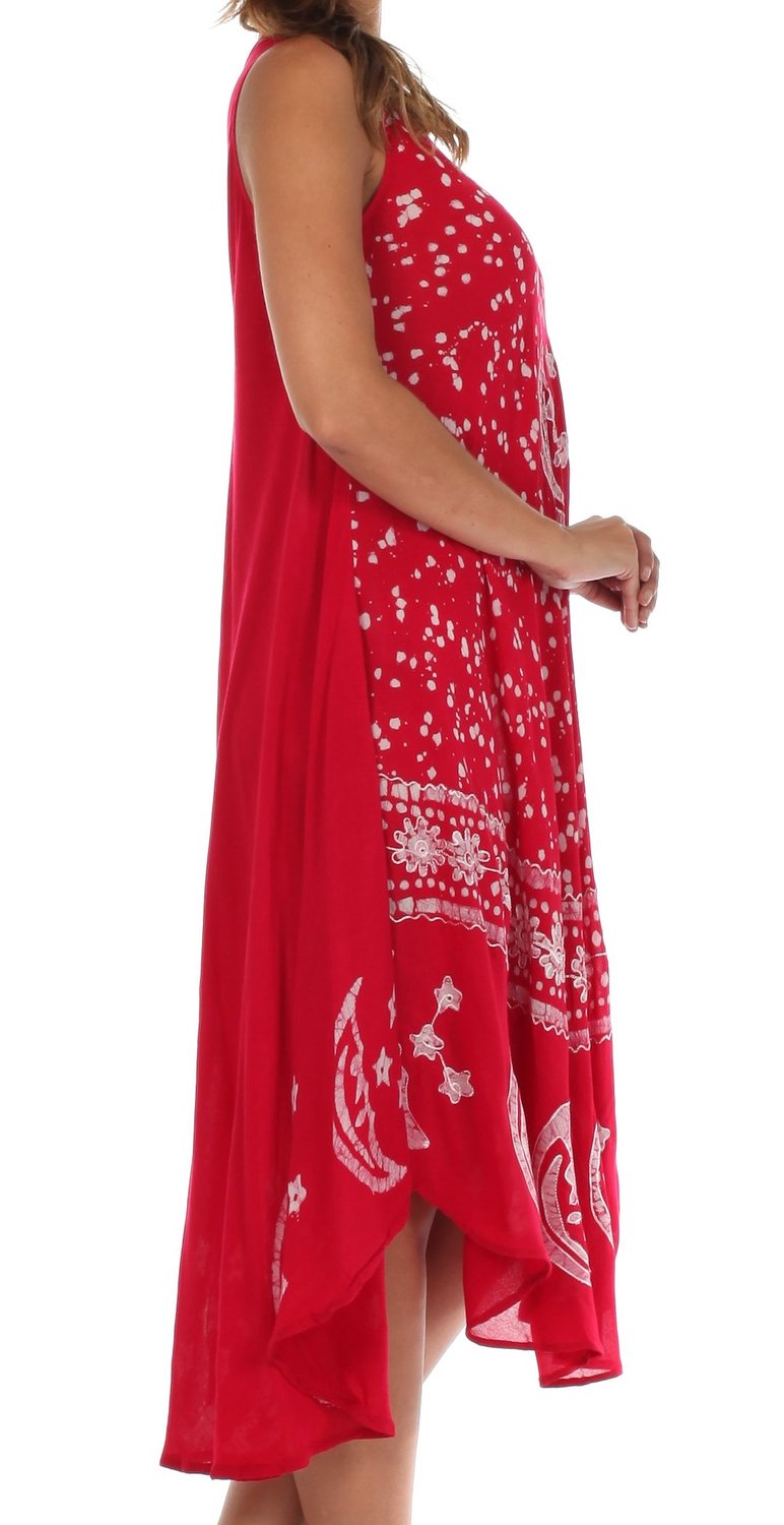 Vestido caftán batik con estampado de luna y estrellas de Sakkas