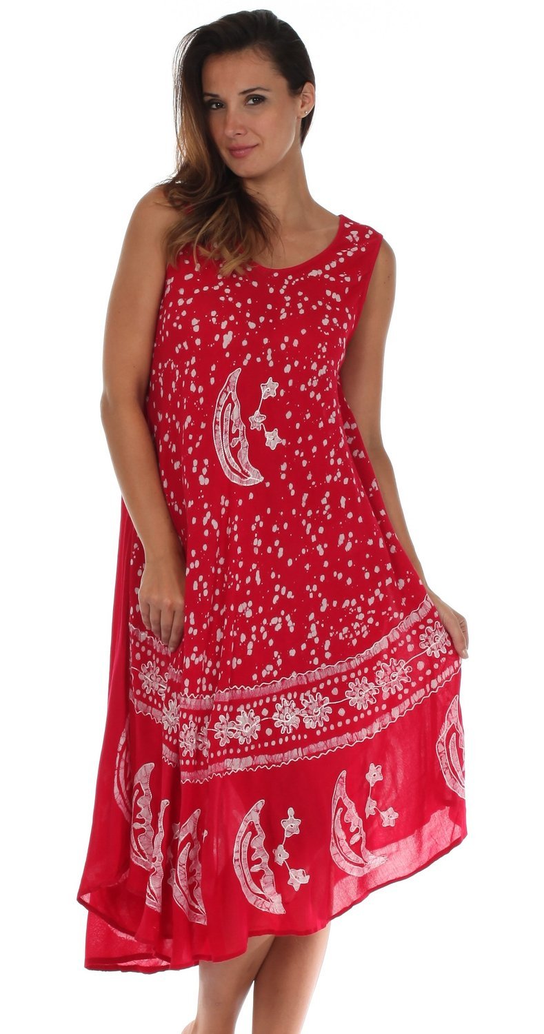 Vestido caftán batik con estampado de luna y estrellas de Sakkas