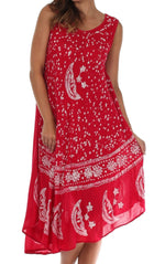 Vestido caftán batik con estampado de luna y estrellas de Sakkas
