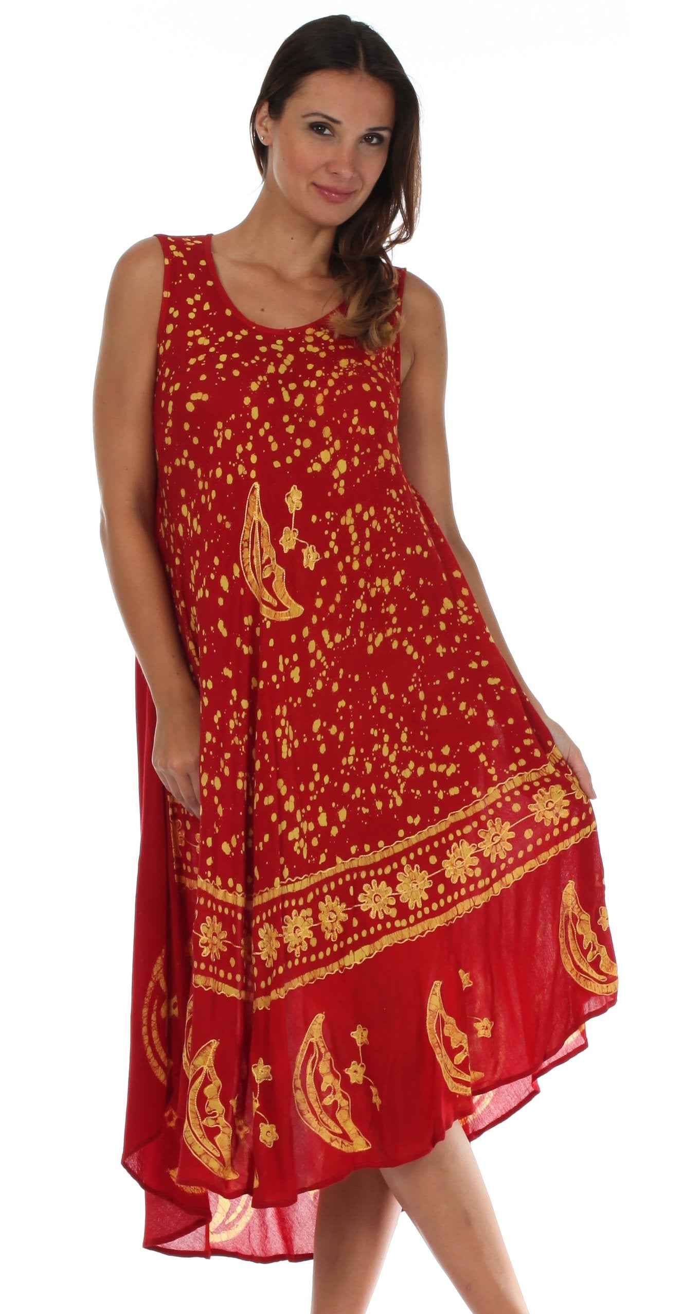 Vestido caftán batik con estampado de luna y estrellas de Sakkas
