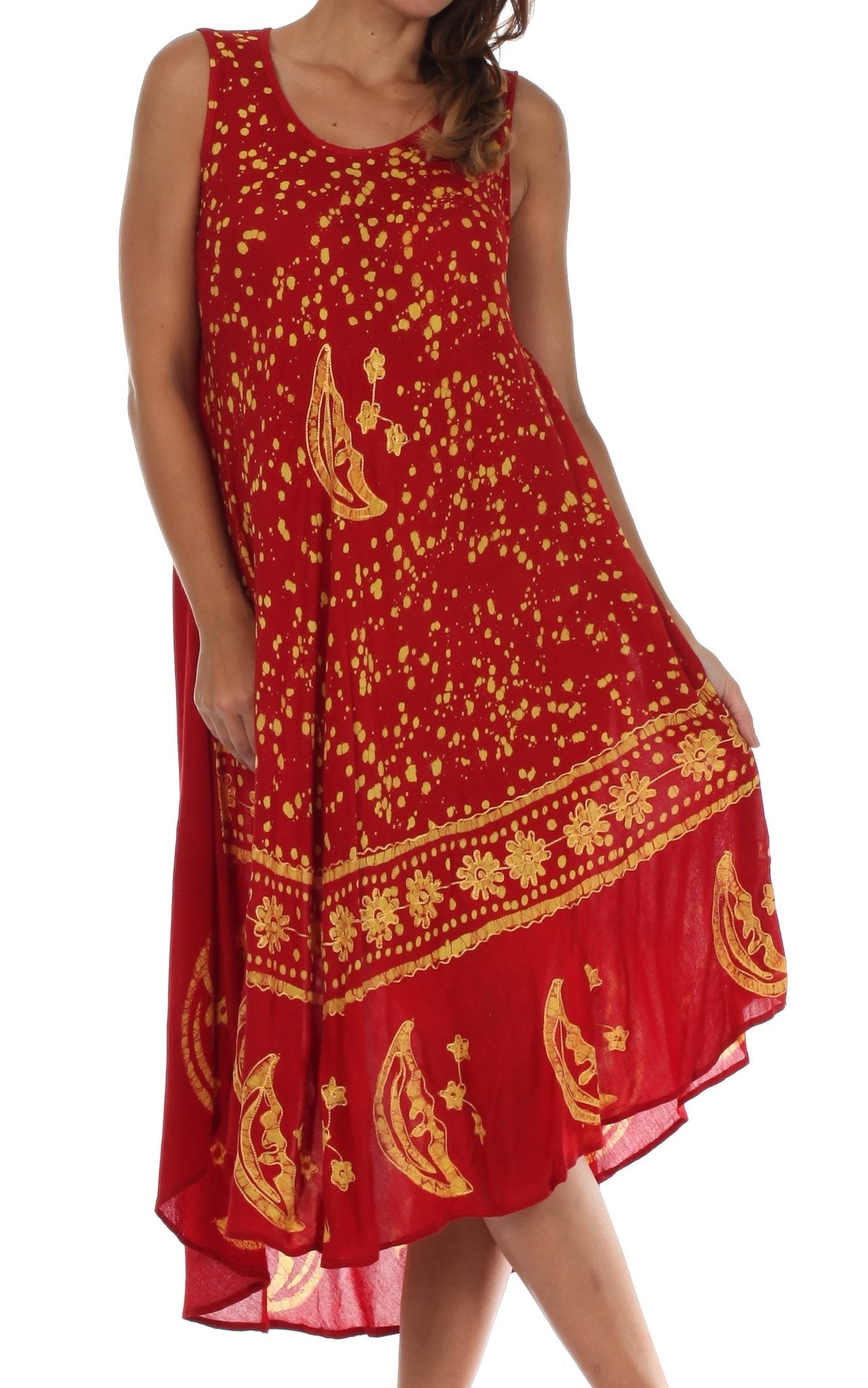 Vestido caftán batik con estampado de luna y estrellas de Sakkas