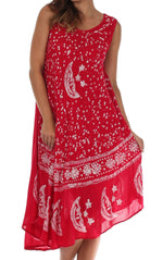 Vestido caftán batik con estampado de luna y estrellas de Sakkas