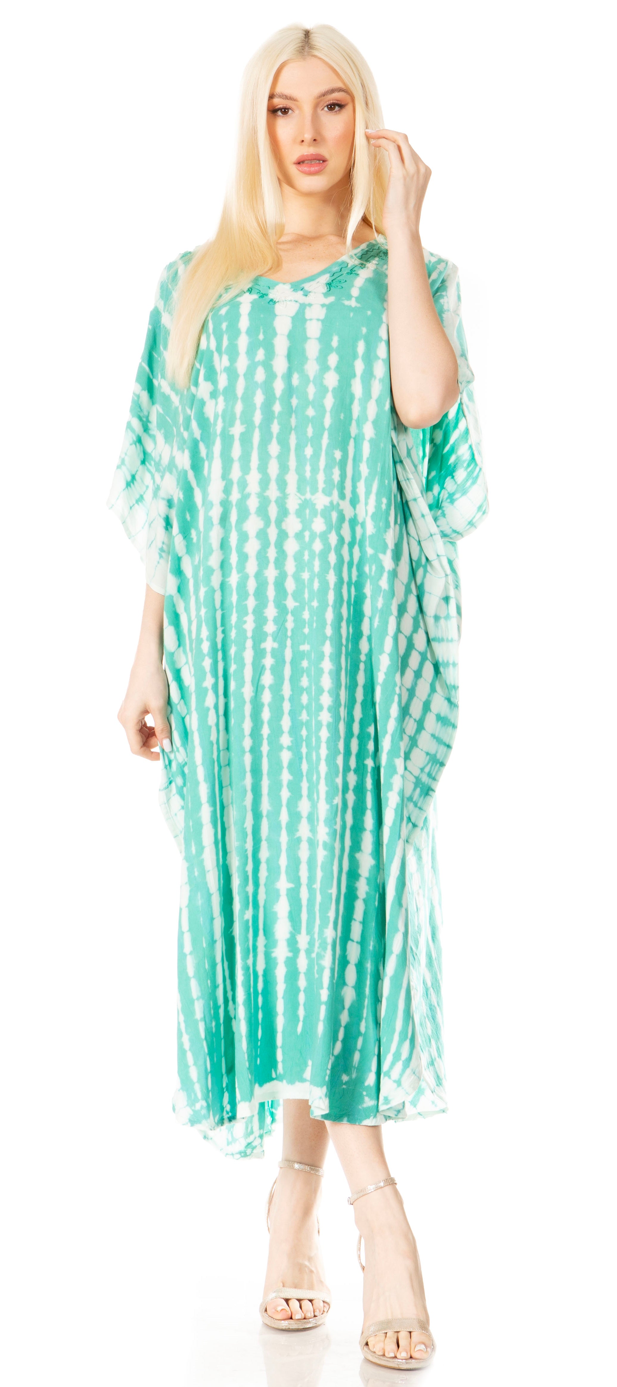 Vestido caftán estampado con cuello en V para mujer de Sakkas Maitte para la playa