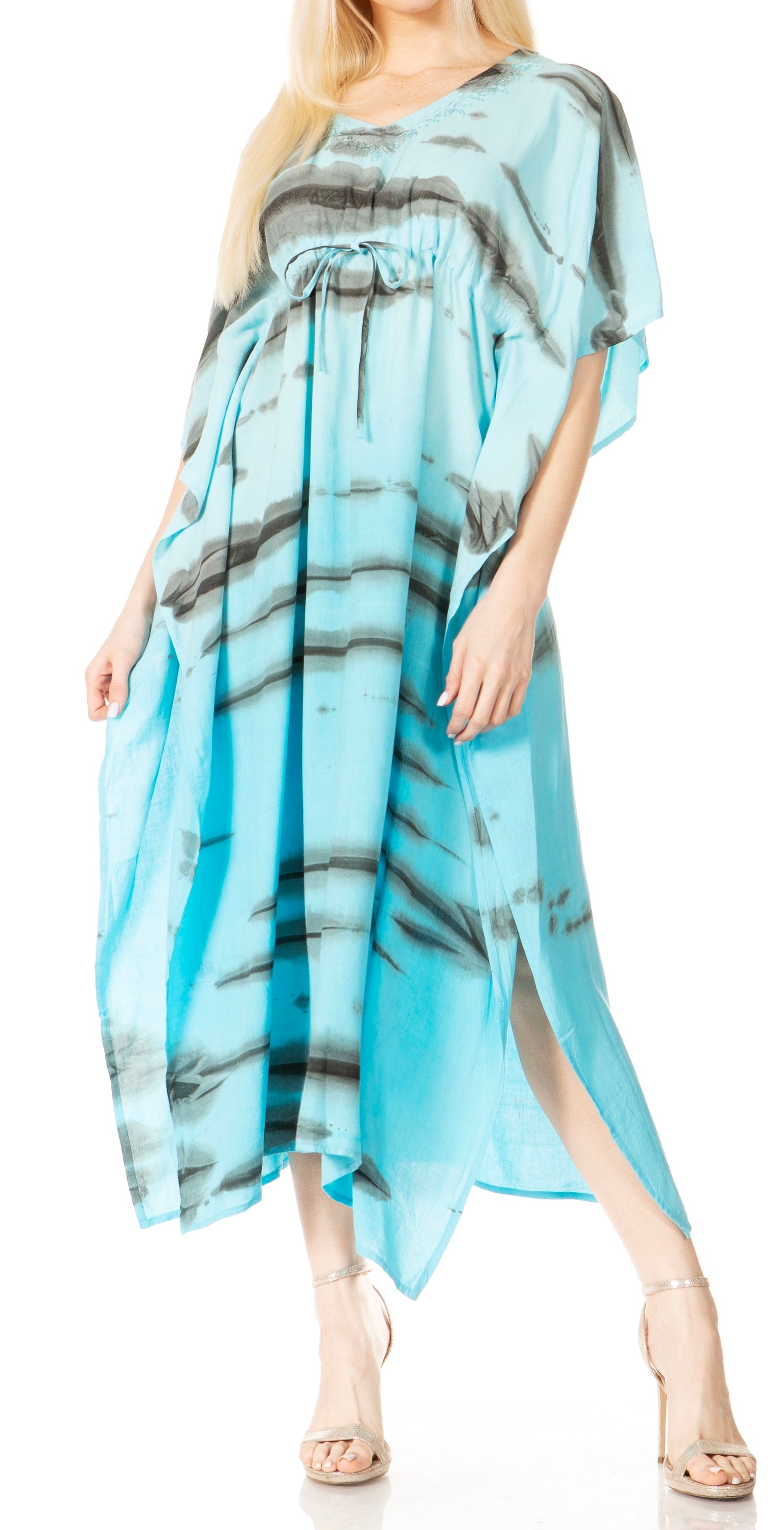 Vestido caftán estampado con cuello en V para mujer de Sakkas Maitte para la playa