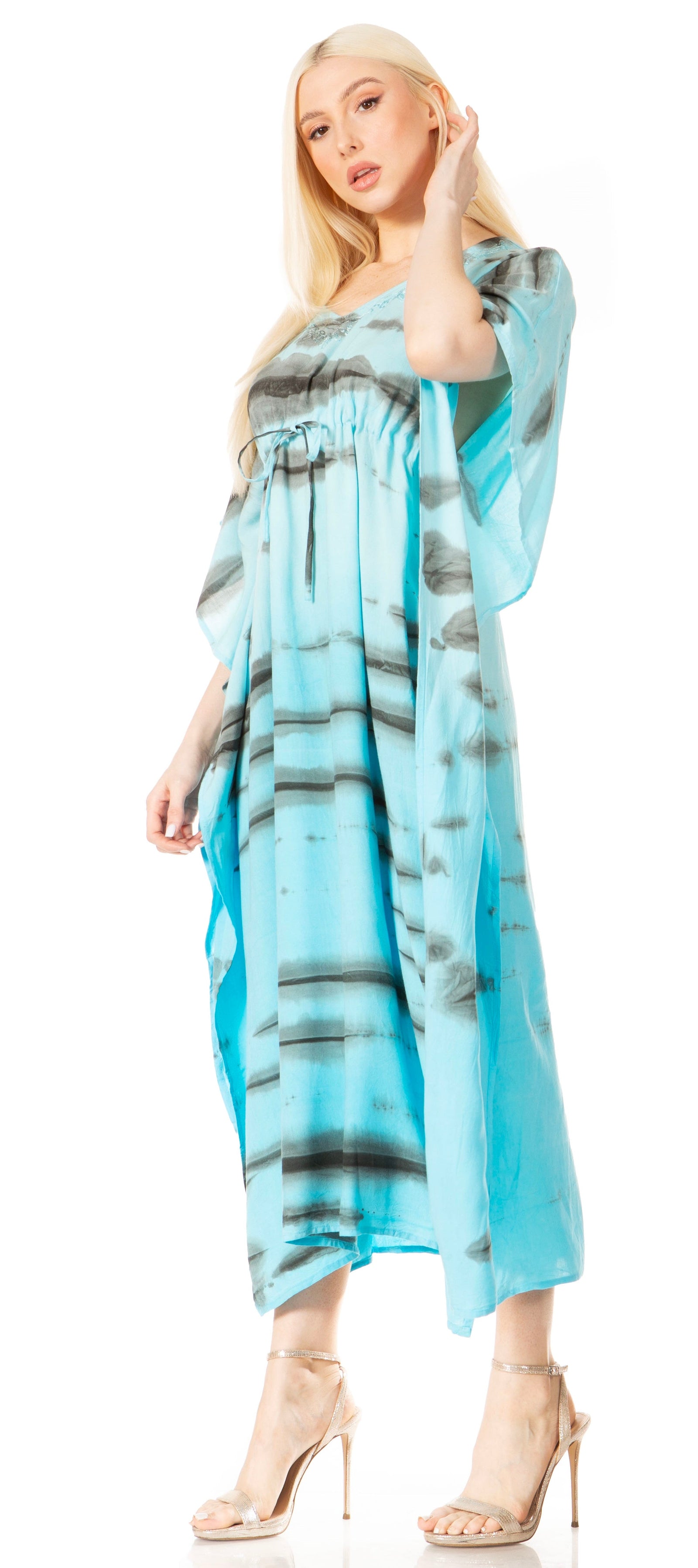 Vestido caftán estampado con cuello en V para mujer de Sakkas Maitte para la playa